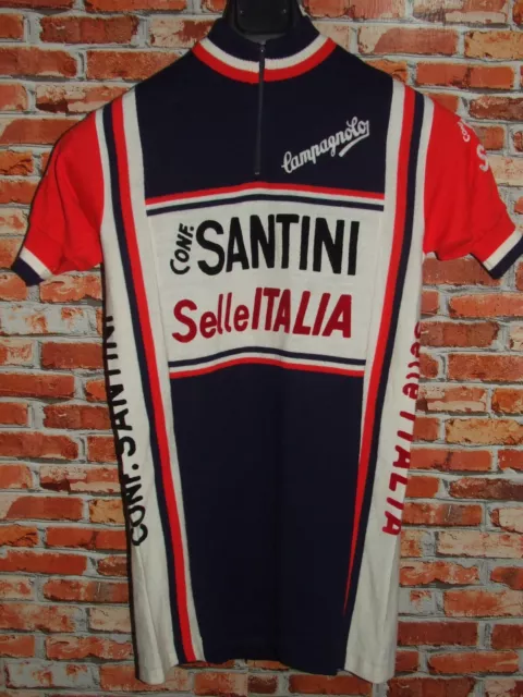 Eroica Maillot Vélo Haut Cyclisme Vintage 70'S Santini Selle Italia 80% Laine