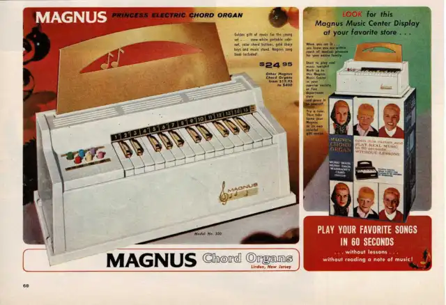 1966 Magnus Princess Electric Chord Organ white Vintage Print Ad