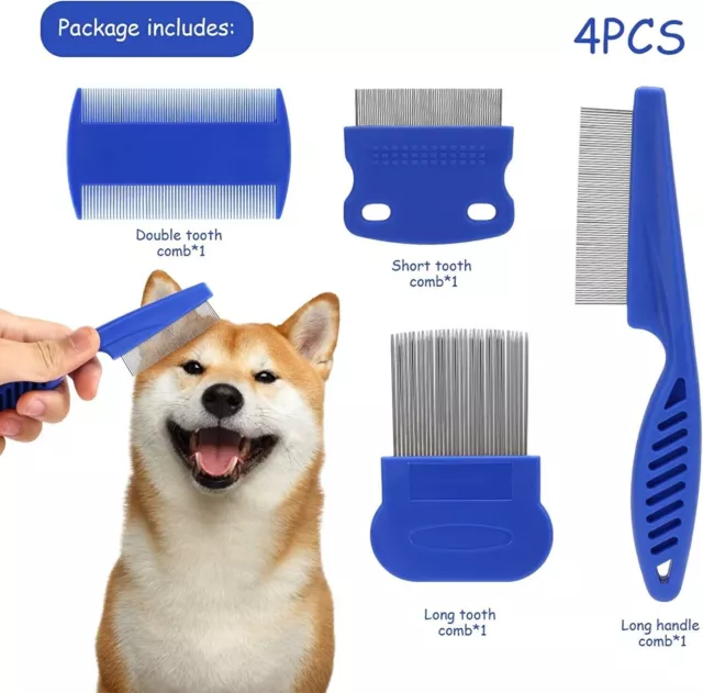 4 Pcs Pet Comb for Cat Dog Flea Lice Tear Stain Remover Combs Fine Tooth Remova