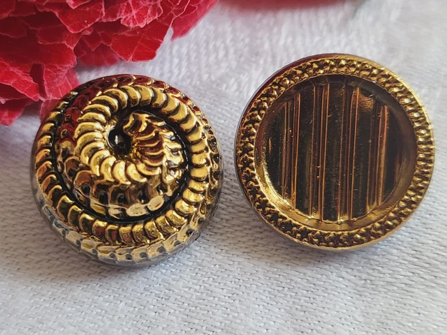 Bouton Ancien En Verre Doré Volanté - Mercerie Vintage - Lot De 1 à 10 Pièces - Occasion