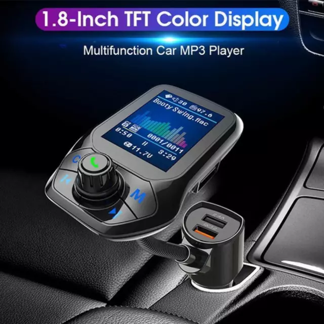 Car Bluetooth 5.0 Receiver FM Transmitter Kit Dual Charger New USB A3V4