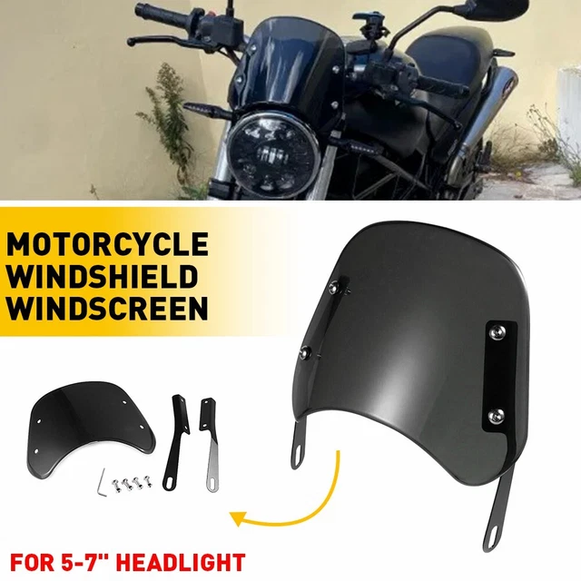 Universal Motorcycle Headlight Windshield 5-7'' Round Smoked Kit For BMW /Ninja