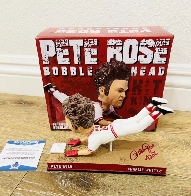Pete Rose Charlie Hustle Cincinnati Reds Sliding Bobblehead New Signed BAS COA Pete Rose Charlie Hustle Cincinnati Reds Sliding Bobblehead New Signed BAS COA