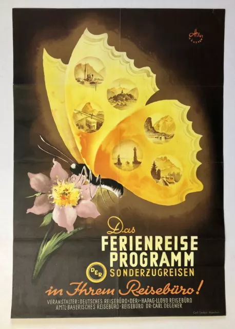 Plakat DER Deutsches Reisebüro Otto Ottler 40er Jahre Plakat DER Deutsches Reisebüro Otto Ottler 40er Jahre