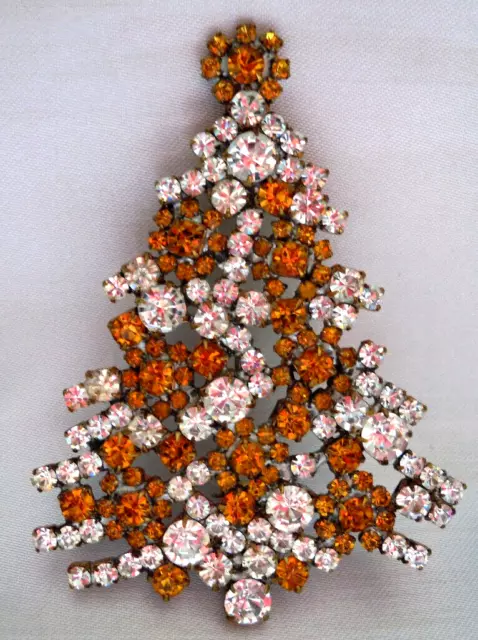 XL Strass Brosche --- Weihnachten- Weihnachtsbaum- W 260 - Gablonz/Böhmen