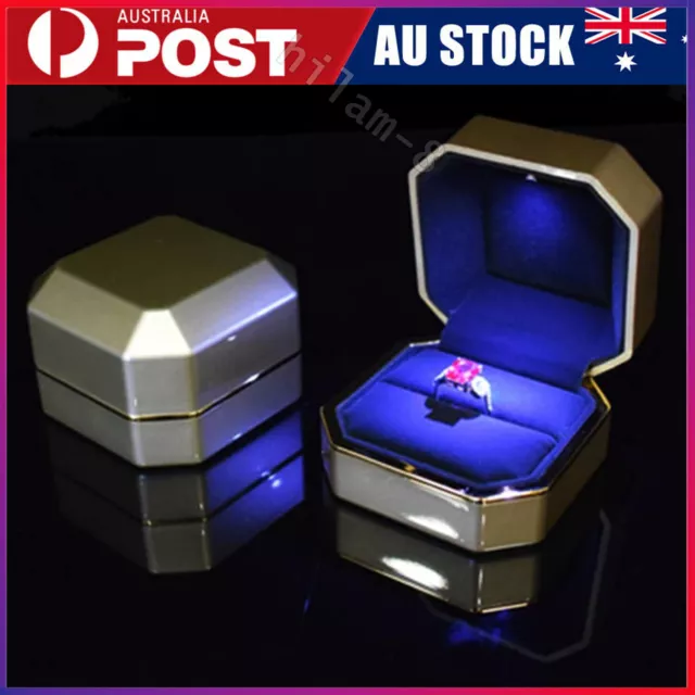 Luxury Ring Box Square Velvet Wedding Ring Case Jewelry Gift Box With LED Light