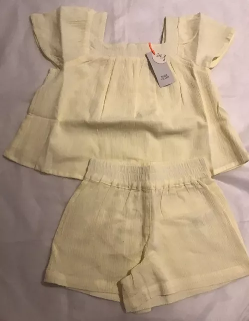 River Island Mini Girls Aged 2-3 Years Yellow Smock Top Shorts Set BNWT