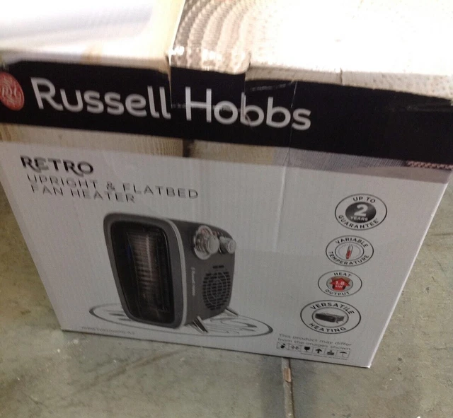RUSSELL HOBBS 1800W/1.8KW Electric Heater , Retro Horizontal/Vertical Fan  Grey £17.00 - PicClick UK