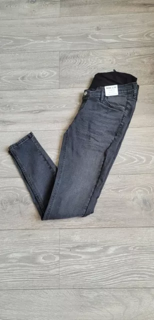 Topshop Jamie hochtaillierte Umstandsjeans mit Beule in gewaschenem schwarz UK8 W26 L32