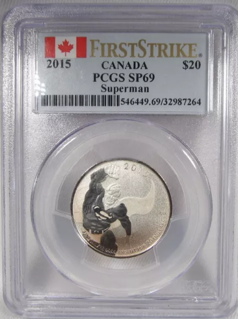 2015 Canada Silver 1/4oz $20 Superman PCGS SP69 First Strike AM352