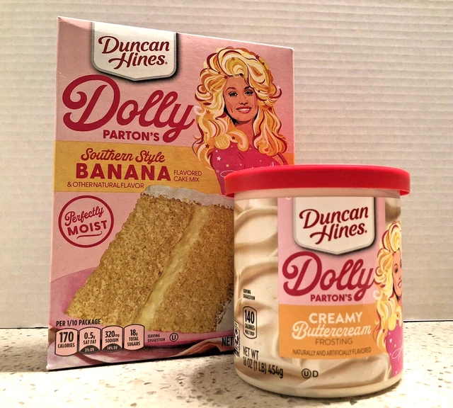 DOLLY PARTON BANANA Cake Mix & Buttercream Frosting Duncan Hines Cake