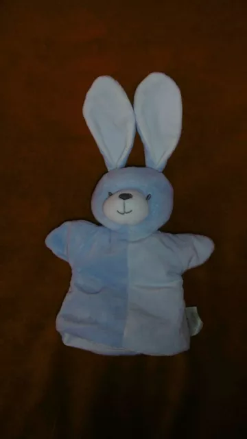 Doudou Marionnette Lapin Bleu Blanc Mes Petits Cailloux