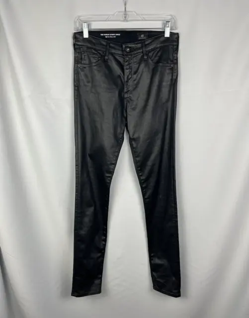 AG Adriano Goldscmied Farrah Skinny Ankle High Rise Leatherette Black Size 27 W