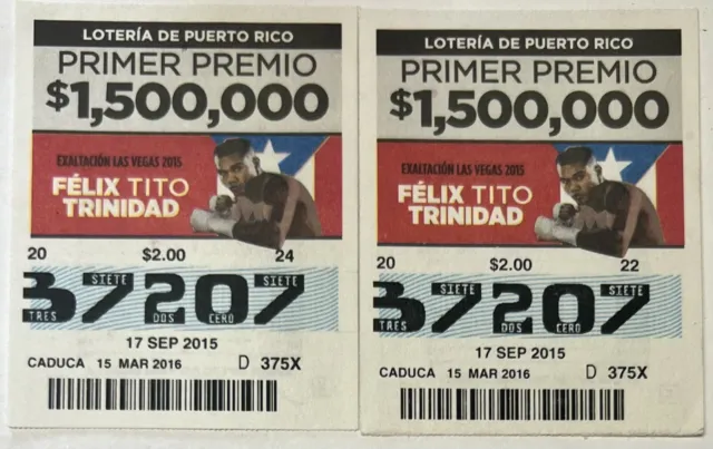 LOTERIA/LOTTERY de PUERTO RICO - FELIX TITO TRINIDAD 2015 Set 2