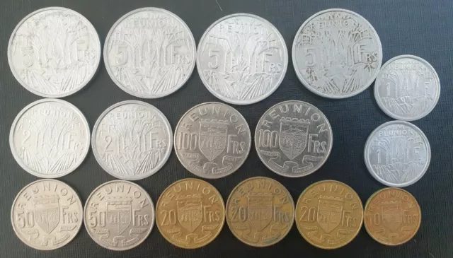 Lot De Monnaies En Francs De La Réunion