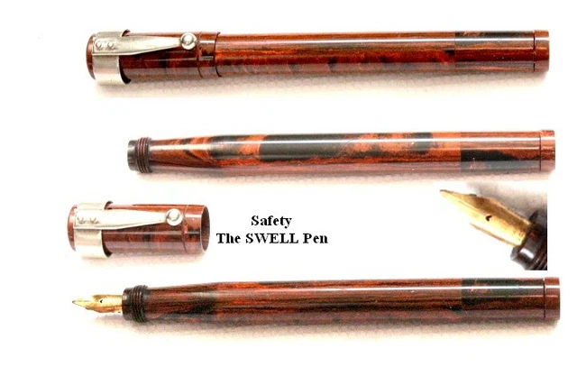Stylo Plume Ancien CELTIC - Plume En Or 18 Carats Rentrante - Ébonite Marbrée - Occasion