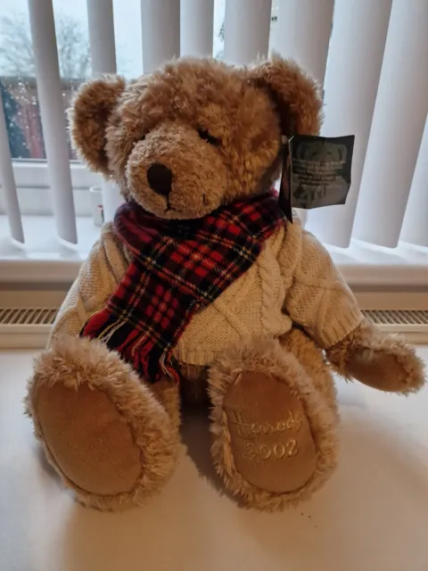 Harrods Christmas Bear "Giles"  Dated 2002 with Tags 31 cms sitting