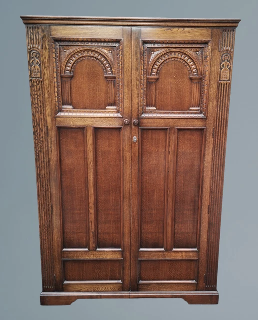 Carved Oak Double Door Wardrobe
