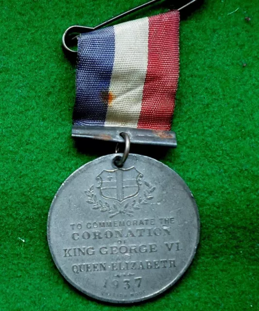 1937 Coronation Medal. 38mm. Ribbon & Pin. British Made.