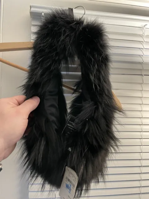 Theory 100% raccoon fur collar wrap scarf collar NWT