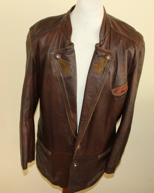 BRAUNE TRACHTEN WALK JACKE ca GR 26 HERREN  OKTOBERFEST LEDER LEATHER TIROLER