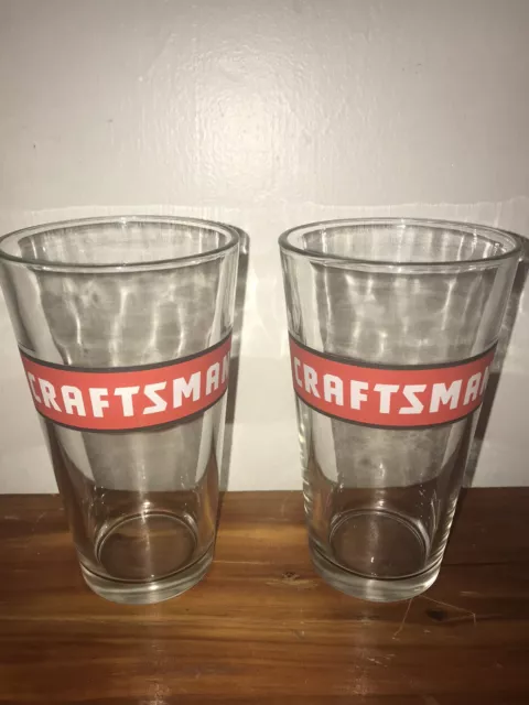 Set of 2 Craftsman Tools Drinking Glasses Barware Tumblers 12oz Great Condition