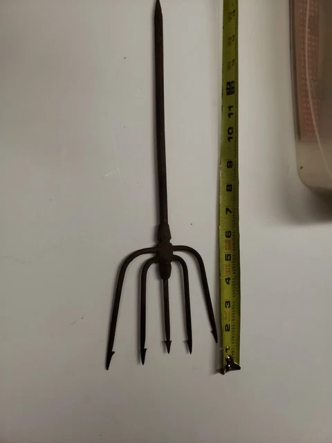 Antique 5-Tine Fish Eel Frog Gig Tool Spear Head Hand Forged Fishing Tool Fork