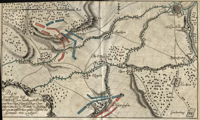 Einbeck Schlacht 1761 Original Kupferstich ähnlich Raspe 1762