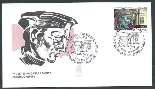 2008 Italia Fdc Venetia 1497 Alberico Gentili No Timbro Arrivo - Vt