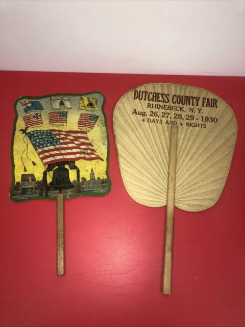 Lot of 2 Rare Hand Held Advertising Fans ESTEY PIANOS 1954 Dutchess Fair 1930