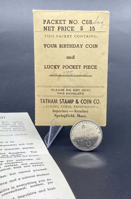 Tatham Stamp & Coin Astrological Calendar/Birthday Good Luck Token, Sagittarius