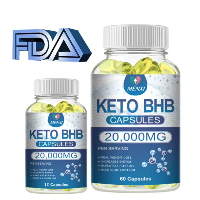 Keto BHB Capsules Weight Loss Diet Pills Fat Burner Detox Dietary Supplement 60