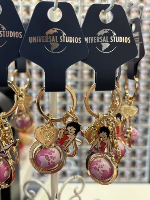 Universal Studios Exclusive Gold Globe Betty Boop Keychain New