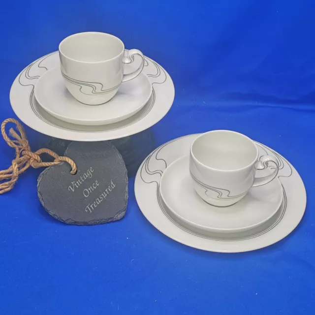 ROSENTHAL ASYMMETRIE WEISSGOLD * 2 x KAFFEEKUCHEN TRIOS Tasse ...