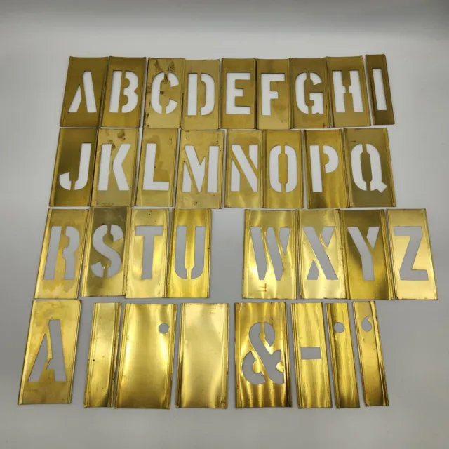 3" Interlock Brass Stencil Letters & Numbers Set Hanson Co. Missing V