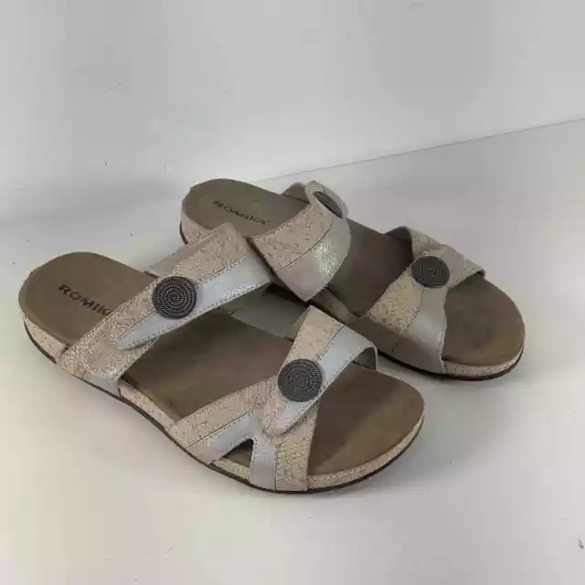 Romika Women's Tan Leather Slide Sandals - Size 9.5