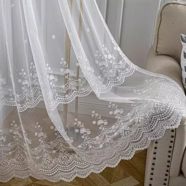 Embroidery Sheer Tulle Curtains for Living Room Voile Curtain Window Drape