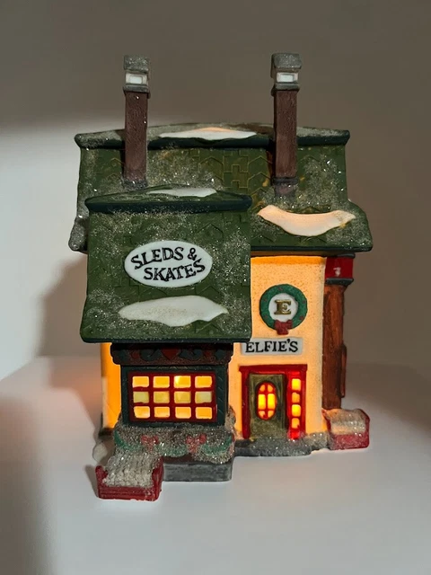 Dept 56 North Pole Series Elfie’s Sleds and Skates #5625 Christmas Village