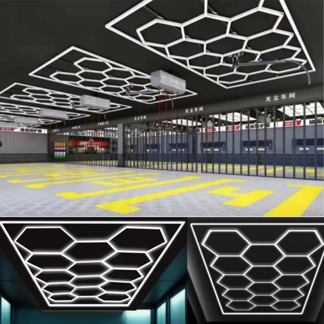 Hexagon LED Lampe Röhren Werkstatt Garage Wand Decken Leuchte Waben Beleuchtung