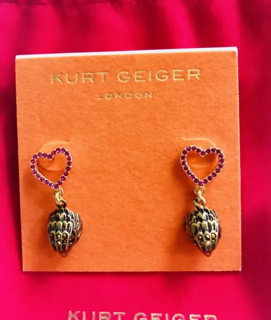 Kurt Geiger London Crystal Heart Eagle Drop Earrings