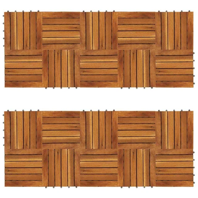 Vidaxl Decking Tiles Vertical Pattern 11.8"X11.8" Acacia Set Of 20