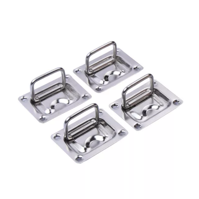 4PCS Boat Hatch Latch Cabinet Flush Mount Lifting Ring Pull Handles 3” ×2.24”