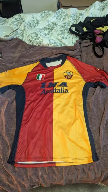 AS Roma 2001-02 Kappa Champions League Shirt - Totti 10 - Size large