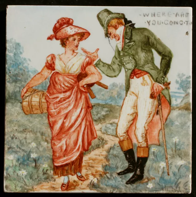 Victorian tile C1900, MInton Hollins - Walter Crane - Handpainted