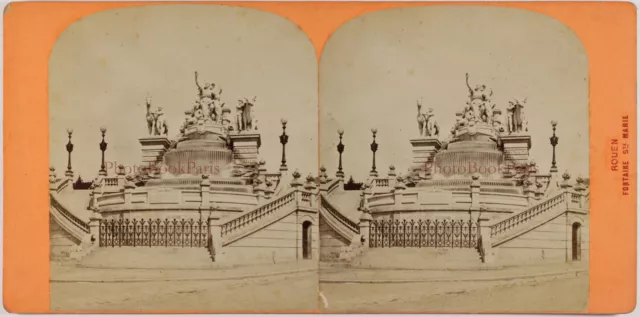 Frankreich Rouen Brunnen Heilige Marie c1875 Foto Neurdein Stereo Vintage