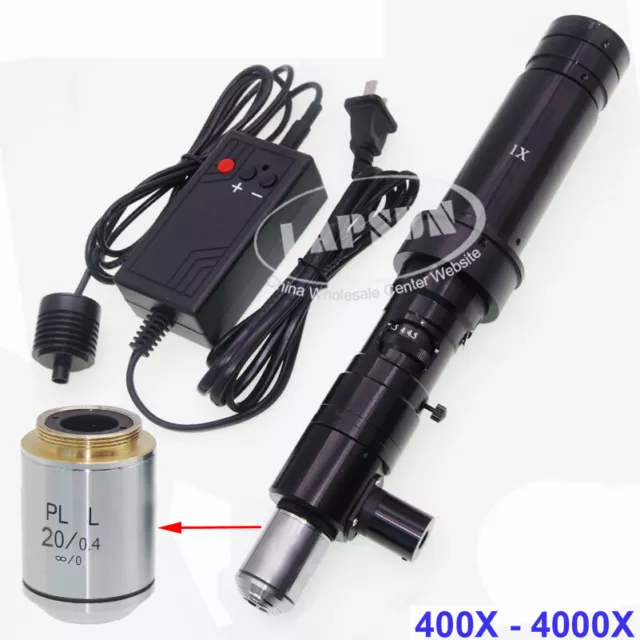 1000X 2000X 4000X Zoom Industry Microscope Camera Coaxial Light C-Mount Lens Kit