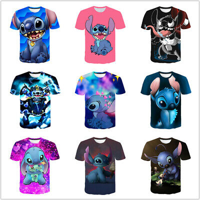 Lilo and Stitch 3d printing t shirts breathable Short Sleeve Top tshirt for Kids