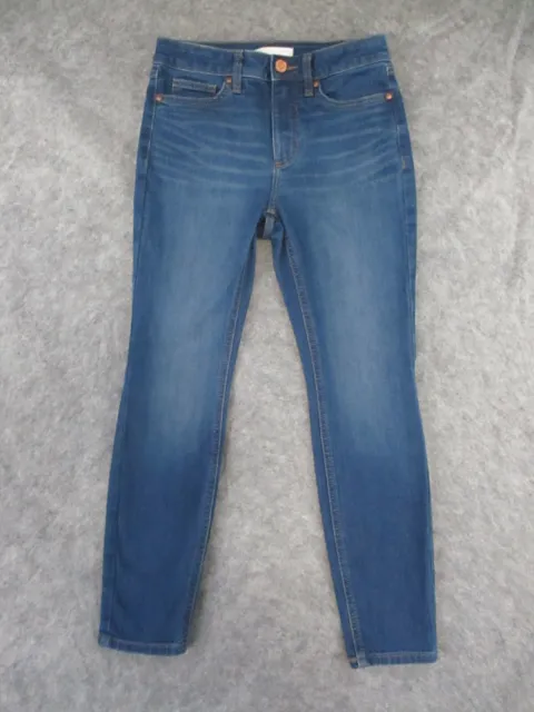 LC Lauren Conrad Jeans Womens 4S SHORT Blue Denim Skinny Low Rise Retro 28x27