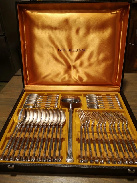 Ménagère Complète Guy Degrenne 38 Pièces - Acier Inoxydable Argenté - État Neuf