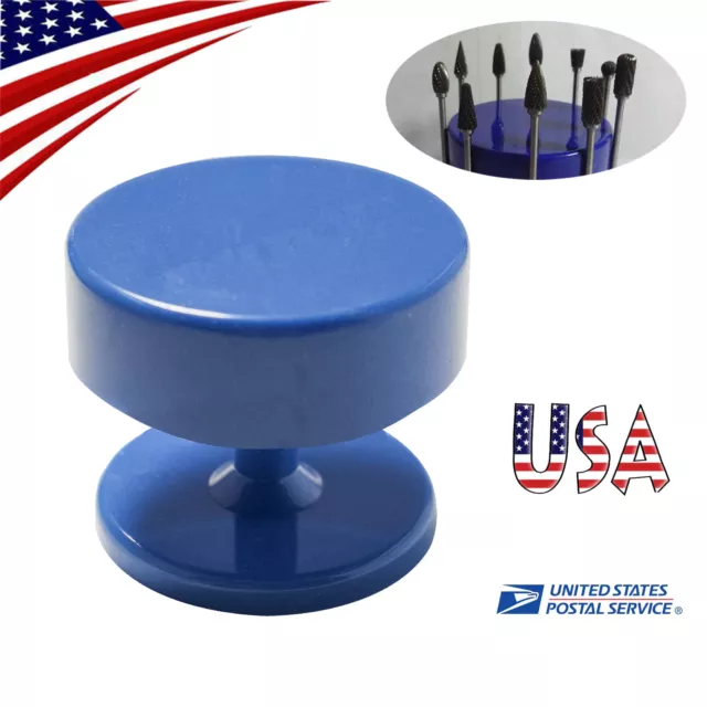 Blue US Magnetic Dental Lab Bur Burs Holder Stand Dental Equipment Tools US!